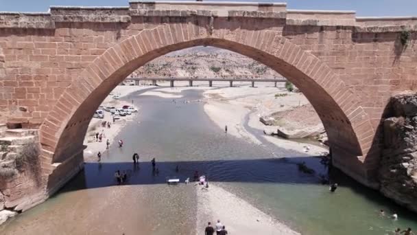 Aerial View Severan Bridge Chabinas Creek Adiyaman Province Southeastern Anatolia — Stock video