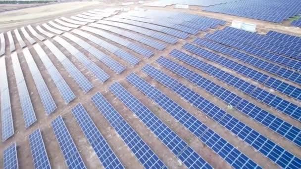 Solar Power Station Aerial View Rows Solar Photovoltaic Panels Aerial — Vídeo de Stock