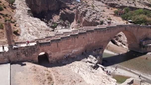 Aerial View Severan Bridge Chabinas Creek Adiyaman Province Southeastern Anatolia — Stock video