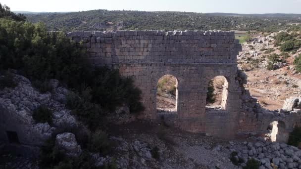 Vue Aérienne Aqueduc Romain Ruine Ancienne Ville Olba Silifke Province — Video