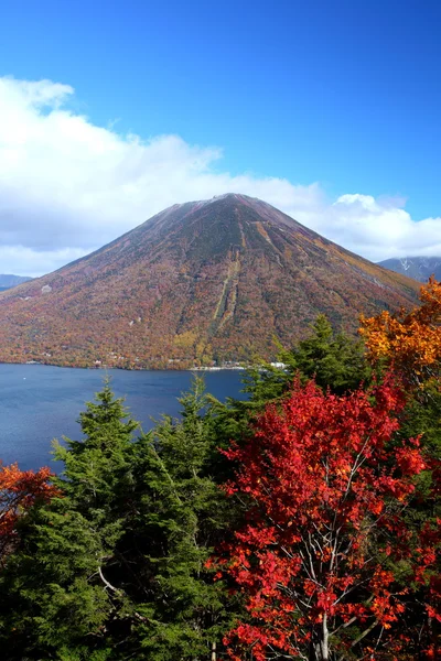 Montagna e stagno in autunno — Foto Stock