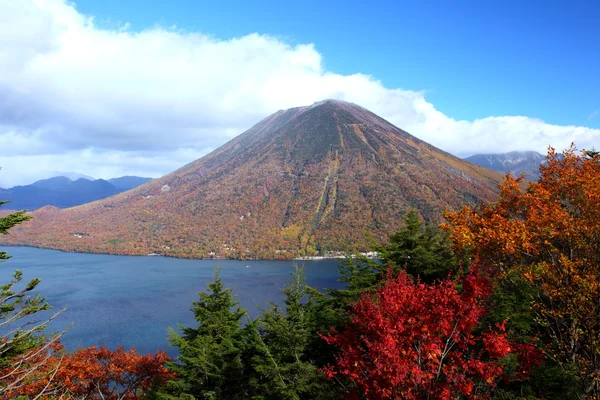 Montagna e stagno in autunno — Foto Stock