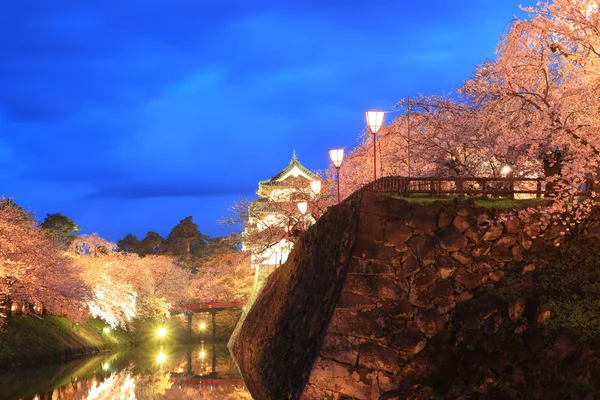 弘前城堡和樱花亮 — 图库照片