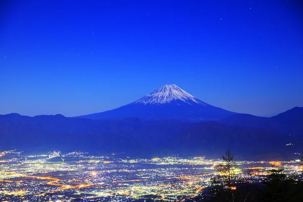 Night view of Kofu city and Mt. Fuji — Stock Photo, Image