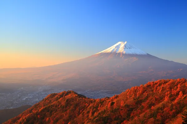 Mt. Fuji glows in the morning sun Stock Picture