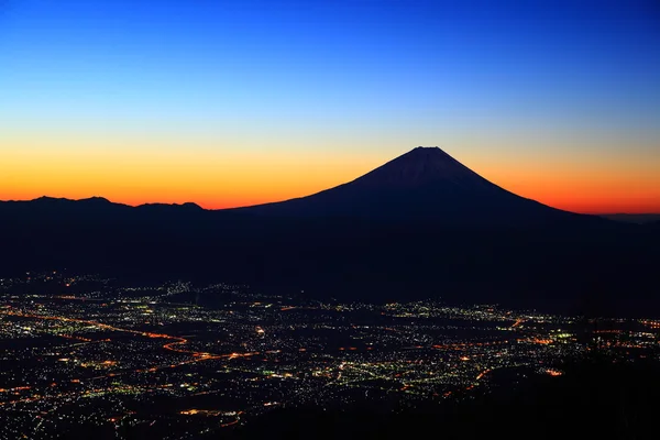 Mt. Fuji and Kofu city at dawn — Stock Photo, Image