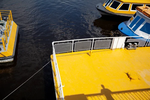 Passenger Berth Yellow Color Top View Shadow Man Fence Visible — Photo