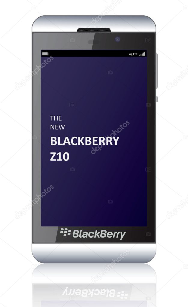 Illustration of the new smartphone BlackBerry Z10 launched in early 2013. The phone will run on a dual core 1.5GHz TI OMAP 4470 processor and has lots of innovations.