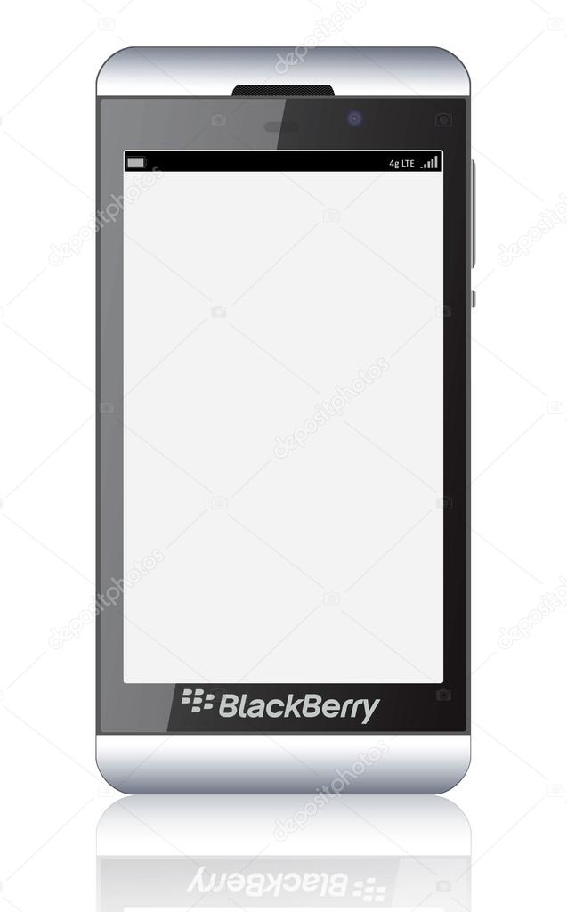 Illustration of the new BlackBerry Z10 launched in early 2013 with blank screen. The smartphone will run on a dual core 1 5GHz TI OMAP 4470 processor and will support a quad band radio featuring HSPAplus UMTS, quad band GSM andGPRS and quad band LTE