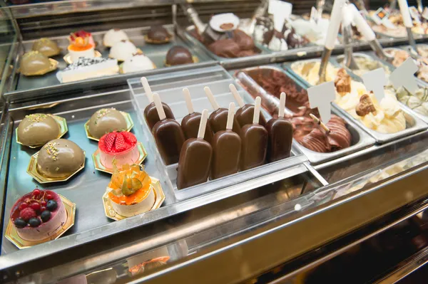 Variety of sweets products at cafe — Stock Photo, Image