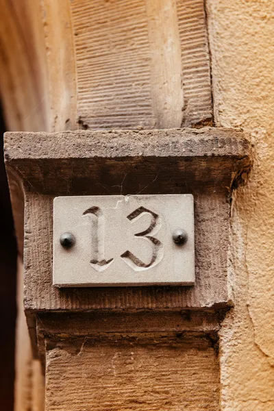 Thirteen house number plate — Stock Photo, Image