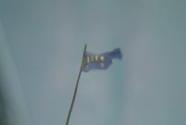 Прапор Європейського Союзу, відображені в калюжу — стокове відео