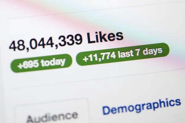 Facebook page with millions of likes — Stock Photo, Image