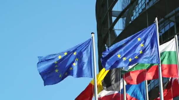 Bandeiras dos primeiros países da UE — Vídeo de Stock