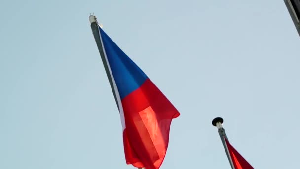 Bandera de la República Checa ondeando — Vídeo de stock