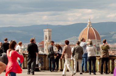 Tourists in Florence, Piazzale Michelangelo clipart