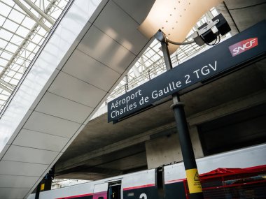 TGV train station fast departure platform inside Airport Charles de Gaulle TGV