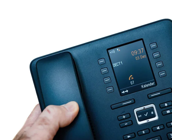 Please connect mobile base text on the new office telephone with — Foto Stock