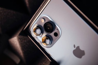 Macro close up of the new triple camera on the new iPhone 13 Pro