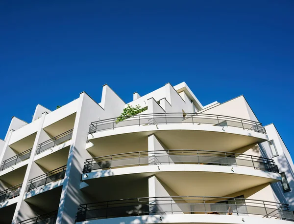 Street view of rounded balconies of an apartment building — Stock Photo, Image