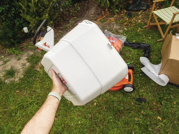 Lawnmower 55 Liters grass collection box — Stock Photo, Image
