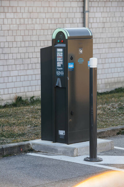 New electric vehicle EV Charging station manufactured by Schneider Electric Global