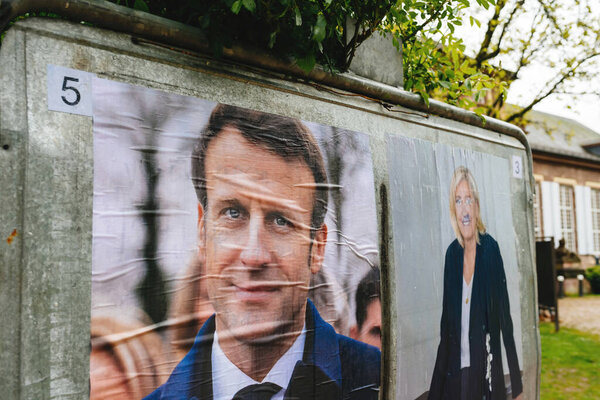 Election day in France posters people are called to choose the president