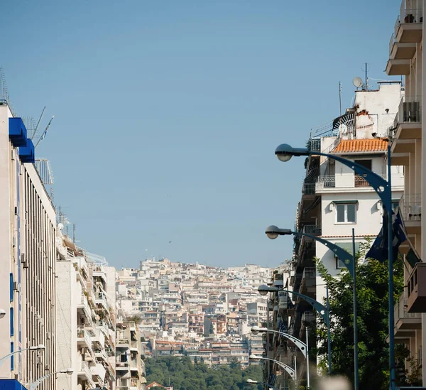 Saloniki Dachy Widok Kwadratowy Obraz Pięknego Greckiego Miasta Portowego Thermaic — Zdjęcie stockowe