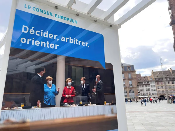 Strasbourg France Circa 2022 Advertising French Presidency European Council City — Stock Photo, Image