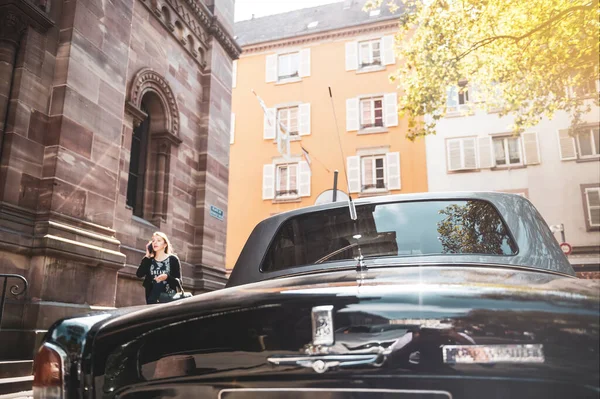 Strasbourg France Sep 2015 Rear View Vintage Rolls Royce Silver — Stockfoto