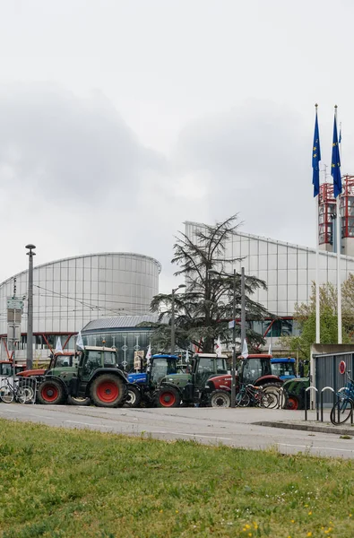 Strasbourg France April 2021 Tractors Driving Farmer Protest Front Council — Fotografia de Stock