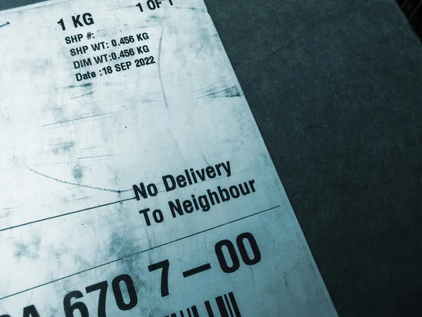 London United Kingdom Sep 2022 Delivery Neighbour Parcel Sticker New — Stock Photo, Image