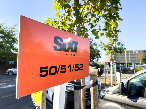 Basel Switzerland Sep 2022 Orange Sign Large Parking Sixt Car — Stock Photo, Image