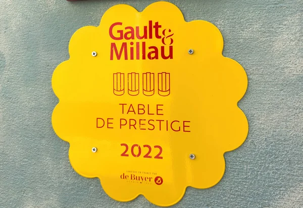 Ribeauville França Setembro 2022 Sinalização Entrada Restaurante Gault Milau Guide — Fotografia de Stock