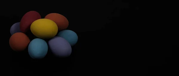 Easter eggs or color egg. Multi-colorful of easter eggs on background in studio with close-up shot which include many colour such as yellow, green, blue, purple, red on festival eggs by art painting.