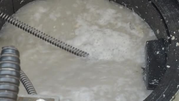 Drain Cleaning Plumber Repairing Clogged Grease Trap Auger Machine Maintenance — Stock Video