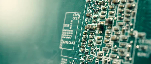 Halfgeleider Cpu Chip Het Groene Moederbord Van Computer Halfgeleider Moederbord — Stockfoto