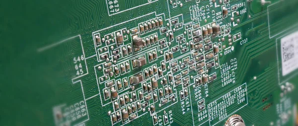 Halbleiter Cpu Chip Auf Der Grünen Hauptplatine Des Computers Halbleitermotherboard — Stockfoto