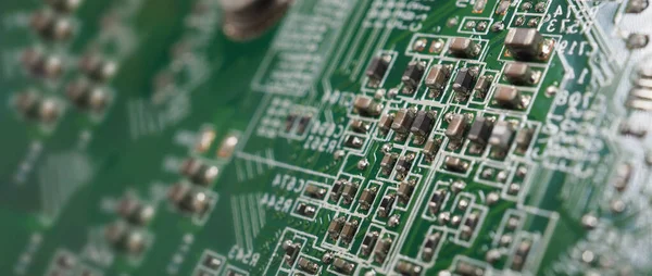 Semiconductor Cpu Chip Located Green Motherboard Computer Semi Conductor Motherboard — Stock Photo, Image