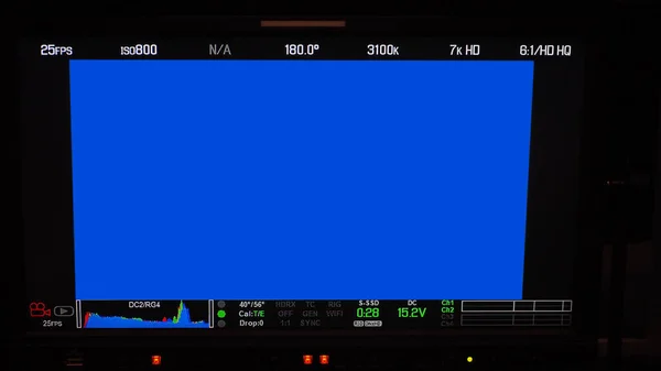 録画画面だ モニター画面上のプロのカメラビューファインダーフレーム 画面には 赤緑色のカラーグラフFpsとIso番号のステータスとビデオ撮影者の設定データが表示されます 映画産業 — ストック写真