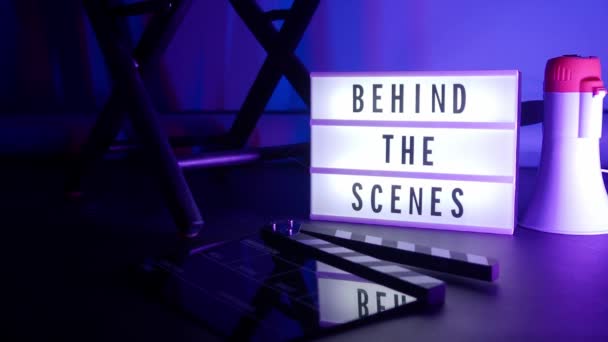 Cartas Bastidores Caixa Luz Cinema Texto Preto Branco Led Lightbox — Vídeo de Stock