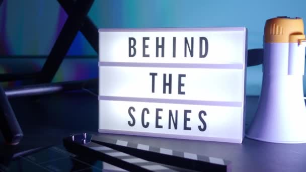 Scene Letters Cinema Light Box Black Text White Led Lightbox — Stock Video