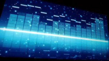 Ses Dengeleyici. Dijital müzik ya da ses dalgası görüntüleri. Siyah döngü animasyonunda ses dalgası eşitleyici ölçek. renk müzik dengeleyicisi soyut. Gradyan tayf çubuğu grafiği. Dalga Parıldayan Nabız Dansı