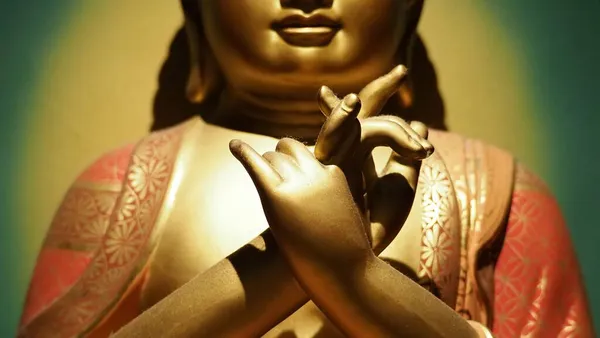 Statue Bouddha Sculpture Bouddhiste Images Bouddha Chinois Dans Temple Singapour — Photo