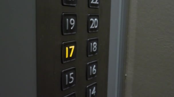 Push Button Hand Pressing Lift Button High Floor Office Building — Stock Video