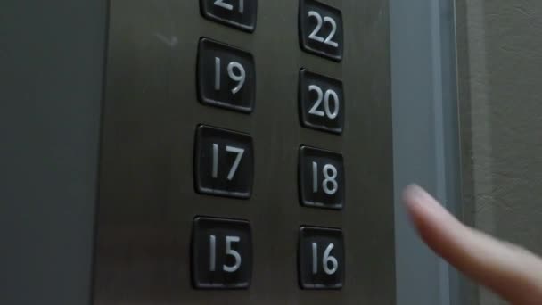 Push Button Hand Pressing Lift Button High Floor Office Building — Stock Video