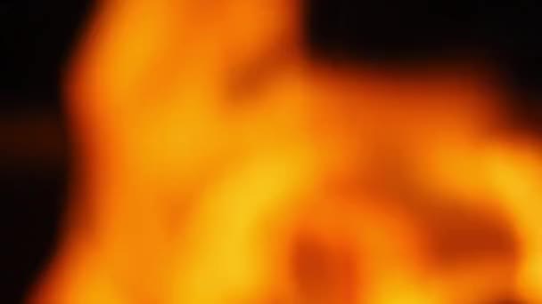 Blurry Video Footage Fire Abstract Burning Flame Black Background Represents — Stock Video