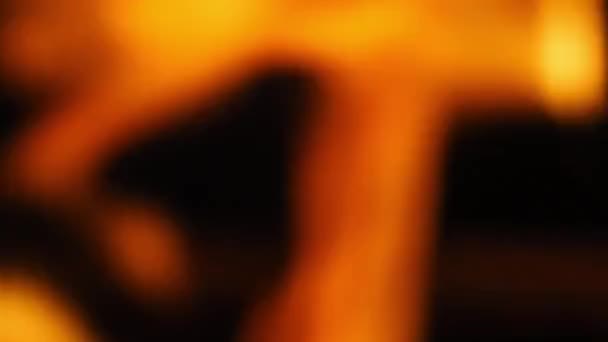 Blurry Video Footage Fire Abstract Burning Flame Black Background Represents — Stock Video