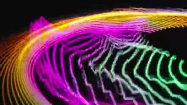 Ses Dengeleyici. Dijital müzik ses dalgası görüntüleri. ses dalgası soyut siyah animasyon üzerinde hareket ediyor. renk müzik dengeleyicisi soyut. Gradyan tayf çubuğu grafiği. Müzik dalgası Parıldayan Darbe dansı.