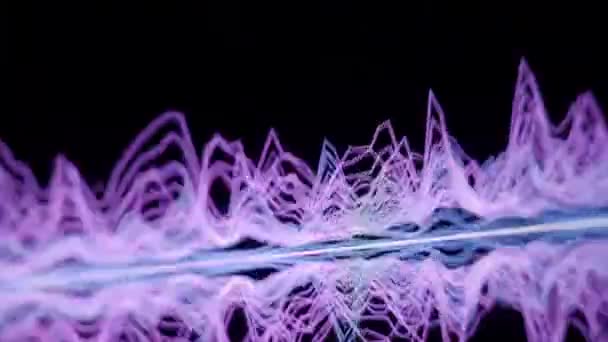 サウンドイコライザー デジタル音楽音波映像 オーディオ波形アブストラクトはブラックアニメーションに移動します 音楽イコライザーの抽象的な色です 勾配スペクトル棒グラフ 音楽の波が舞う — ストック動画